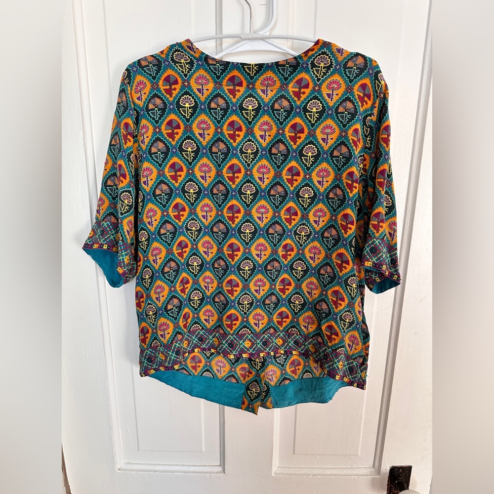 Tanvi Kedia for Anthropologie multicolor silk beaded top. Size medium